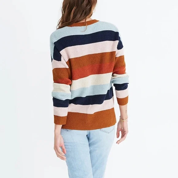 Madewell Thompson Pocket Pullover Sweater in Rainbow Stripe - Picture 4 of 9